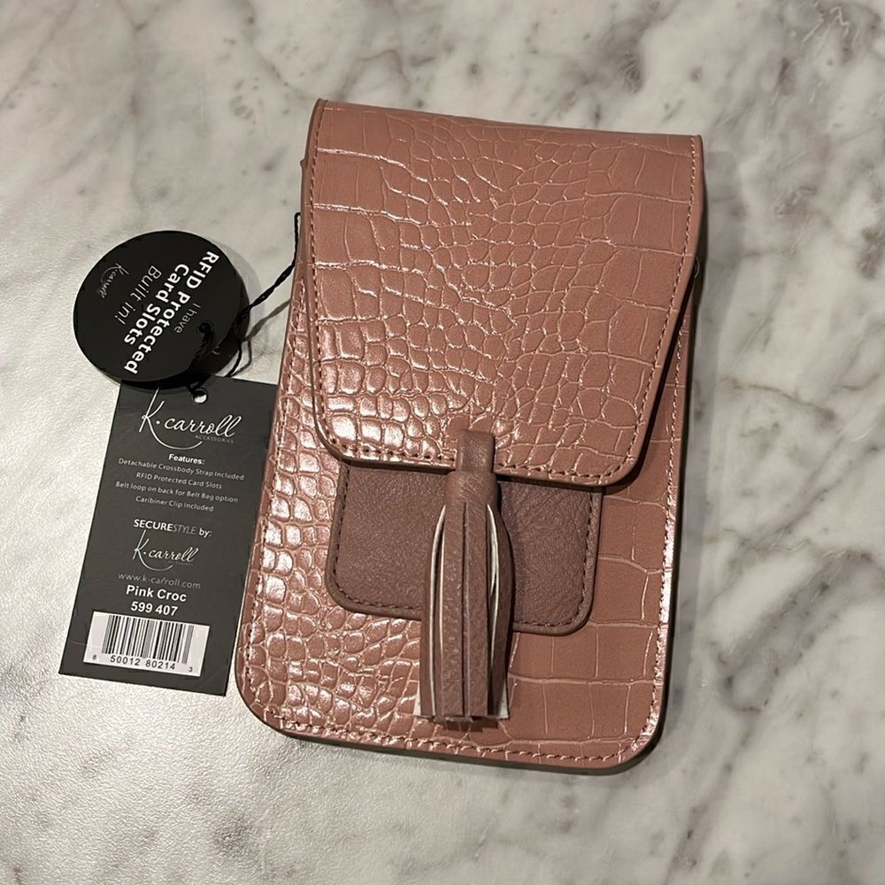 K.Carroll Pink Croc NWT Crossbody Bag